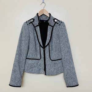 WHBM Tweed Blazer Gray Military Button